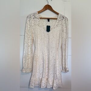 NWT Wild Fable Cream Lace Long Sleeve Dress Size S